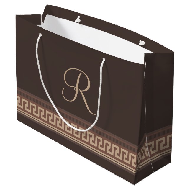 Greek key border large gift bag (Back Angled)