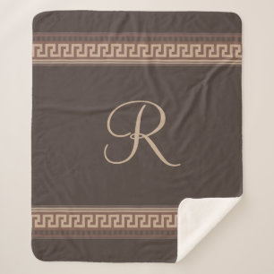 Greek key border sherpa blanket