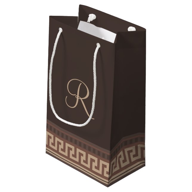Greek key border small gift bag (Back Angled)