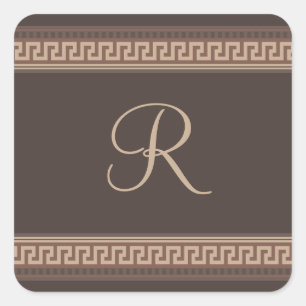 Greek key border square sticker