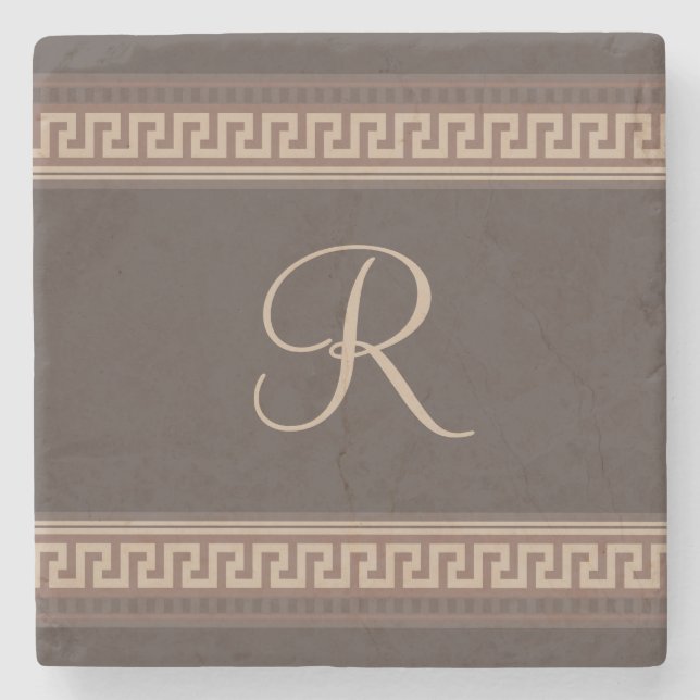 Greek key border stone coaster (Front)