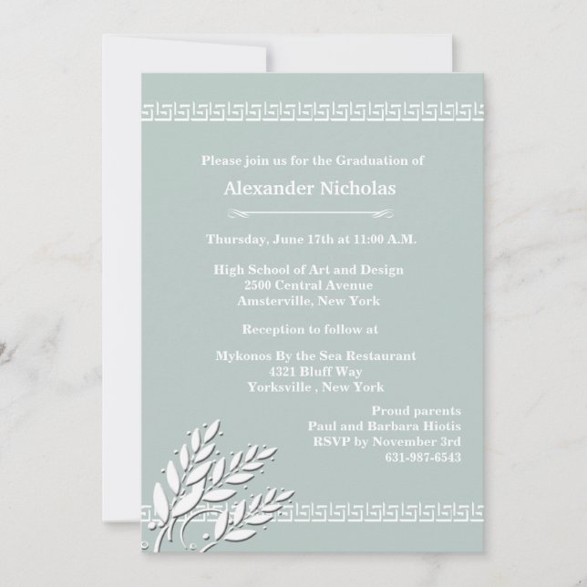 Greek Key Borders (Choose Your Colour) Invitation (Front)