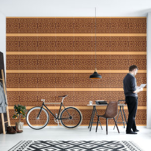 Greek Key Brown on Mellon Designer  Wallpaper