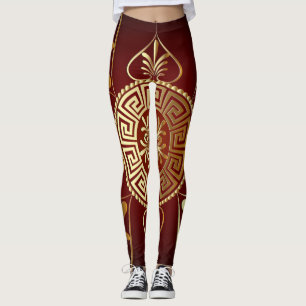 Greek Key Burgundy Leggings