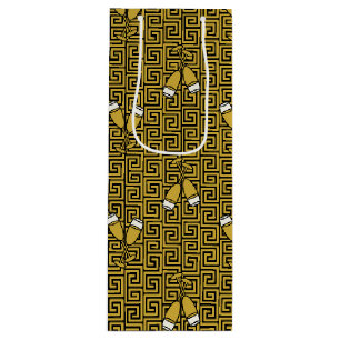 Greek Key Celebration Toast - Gold & Black Wine Gift Bag