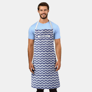 Greek Key Chevron DIY Colours Navy White SV Apron