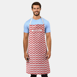 Greek Key Chevron DIY Colours Red White SV Apron