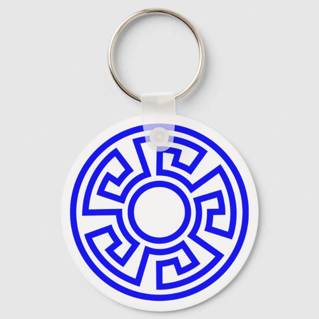 Greek Key Circle Key Ring (Front)