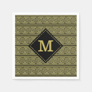 Greek Key Classic Design In Golds & Black Napkin