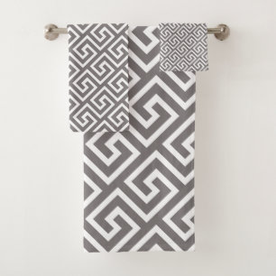 Greek Key Classic Square Swirl Pattern Bath Towel Set