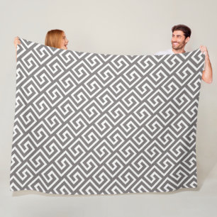 Greek Key Classic Square Swirl Pattern Fleece Blanket
