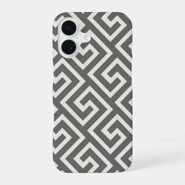 Greek Key Classic Square Swirl Pattern iPhone 16 Case (Back)
