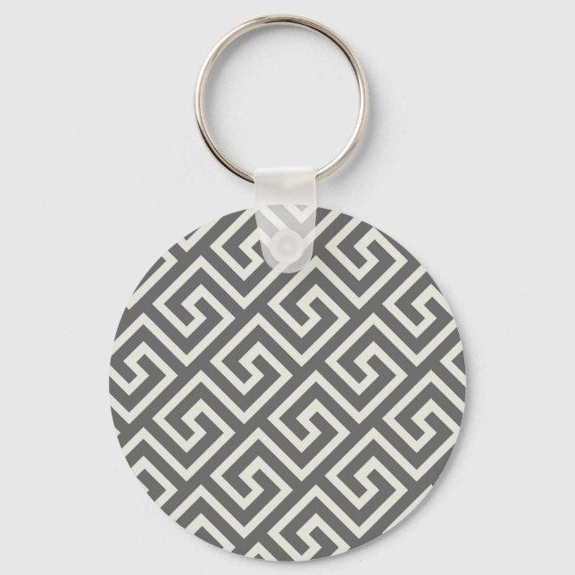 Greek Key Classic Square Swirl Pattern Key Ring (Front)