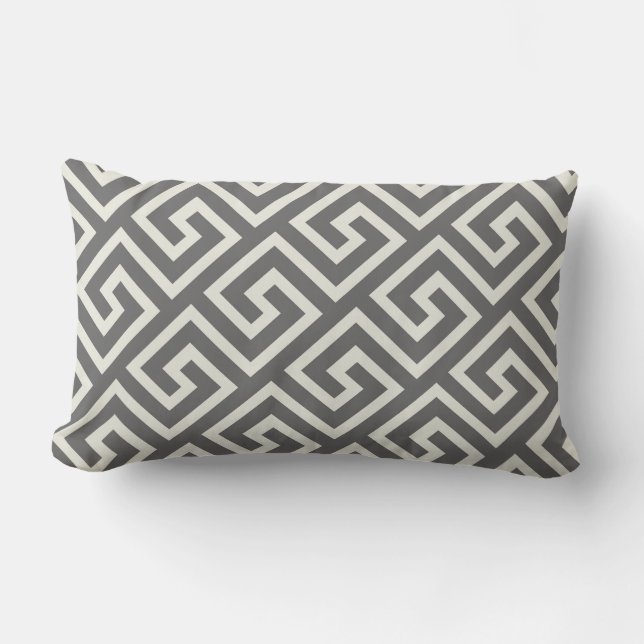 Greek Key Classic Square Swirl Pattern Lumbar Cushion (Front)