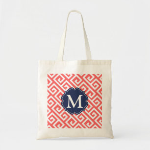 greek-key coral diagonal.ai tote bag