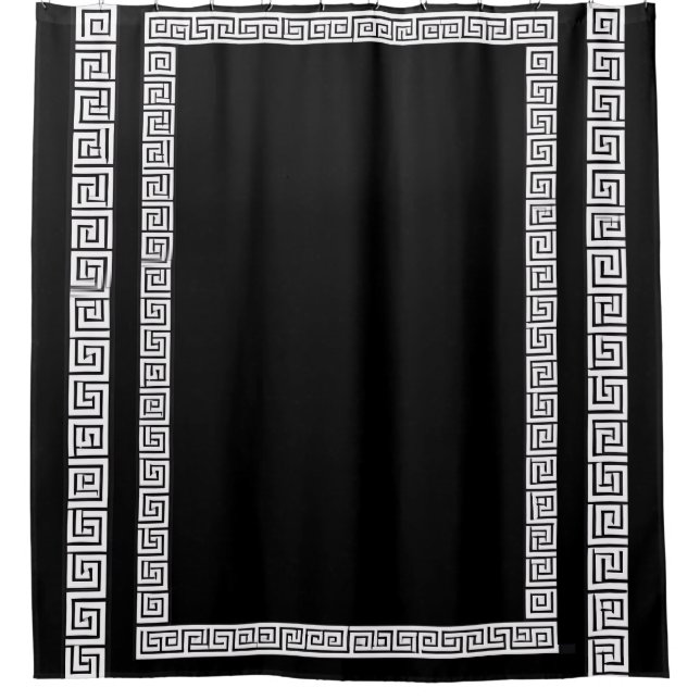 Greek Key - Design |Black|Shower Curtain (Front)