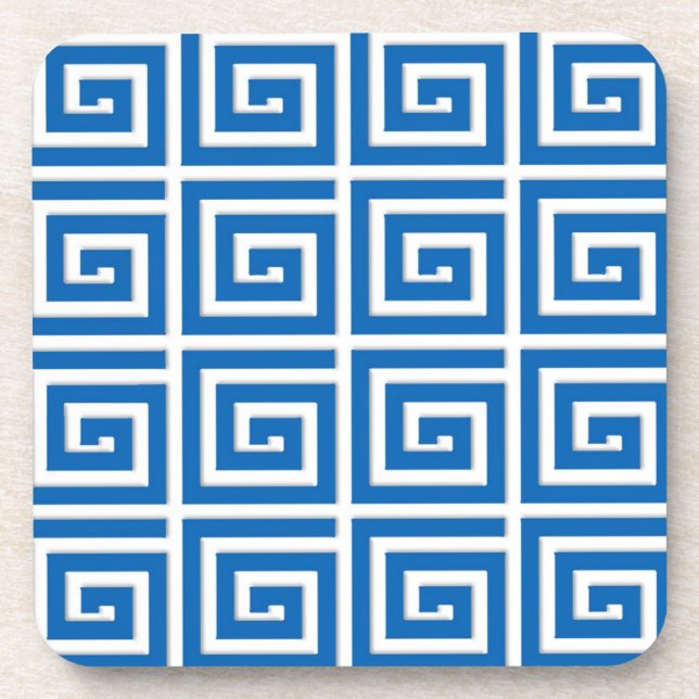 Greek Key design - blue and white Coaster (Front)