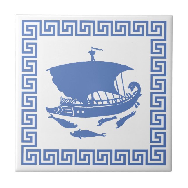 Greek Key Design Ceramic Tile (Front)