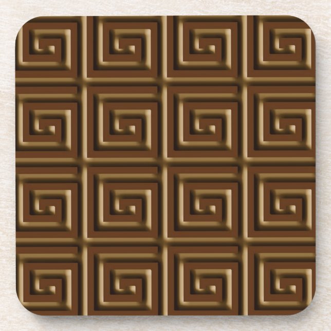 Greek Key design - dark chocolate Coaster (Front)