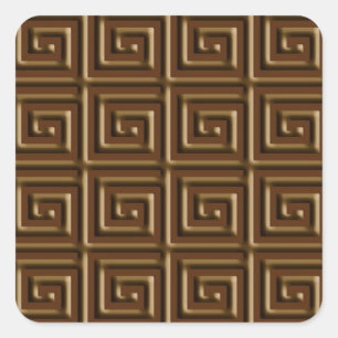 Greek Key design - dark chocolate Square Sticker