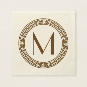 Greek Key Design Monogram Napkin