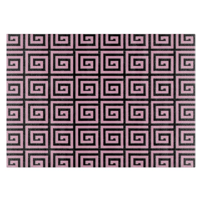 Greek Key design - pink and black Cutting Board (Front)