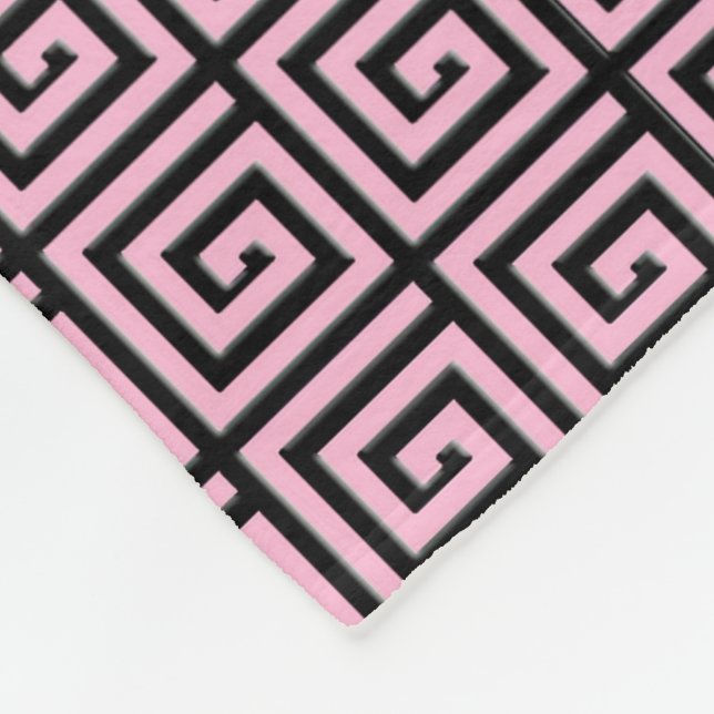 Greek Key design - pink and black Fleece Blanket (Corner)