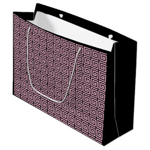 Greek Key design - pink and black Large Gift Bag