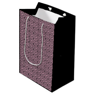 Greek Key design - pink and black Medium Gift Bag
