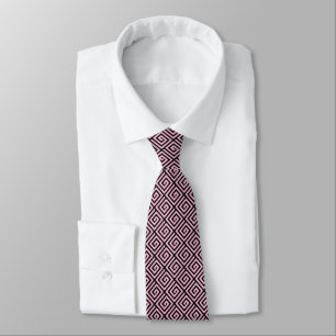 Greek Key design - pink and black Tie