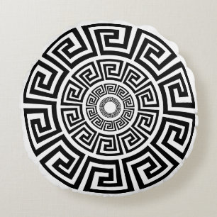 Greek Key Design Round Pillow