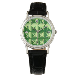 Greek Key, emerald green and lime Watch