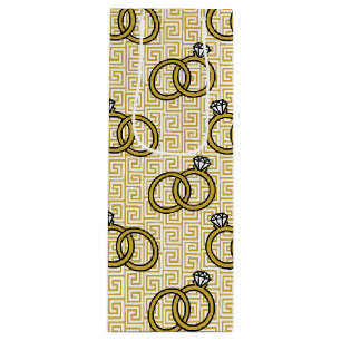 Greek Key Engagenent Wedding - Gold & White Wine Gift Bag