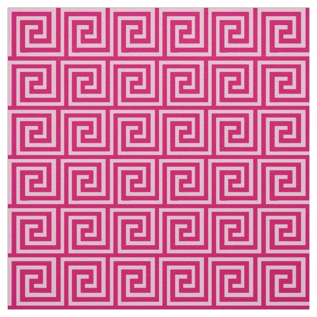 Greek Key, fuchsia and light pink Fabric (Swatch)
