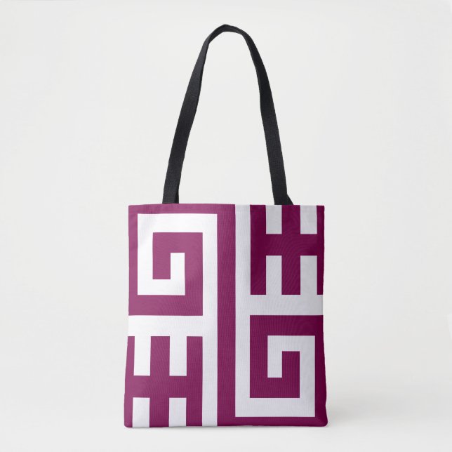 Greek Key Geometric Pattern Tote Bag (Front)