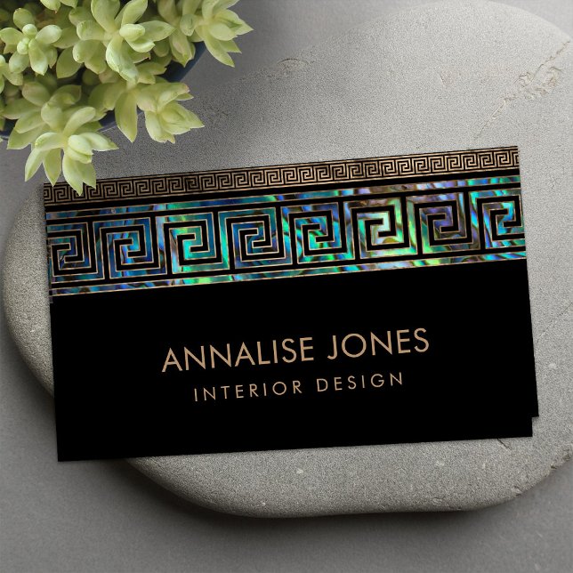 Greek Key  - Greek meander -Abalone and Gold Business Card (Creator Uploaded)