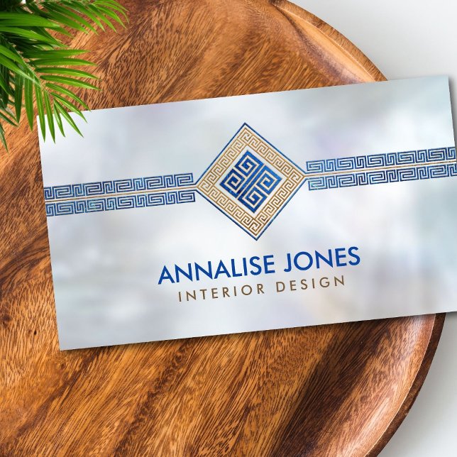 Greek Key  - Greek meander - Gold and Blue Business Card (Creator Uploaded)