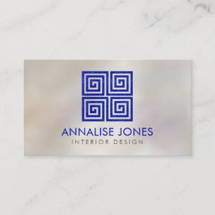 Greek Key  - Greek meander - Lapis Lazuli on Pearl Business Card