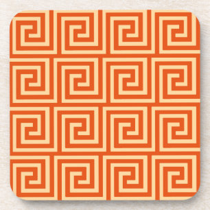 Greek Key, mandarin orange Coaster
