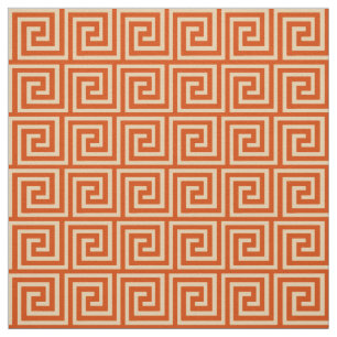 Greek Key, mandarin orange Fabric