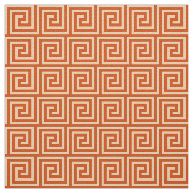 Greek Key, mandarin orange Fabric (Swatch)