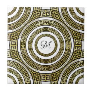 Greek Key Meander in Geometric Symmetry Artdeco Ceramic Tile