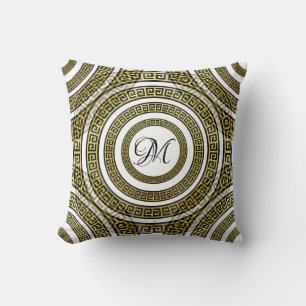 Greek Key Meander in Geometric Symmetry Artdeco Cushion