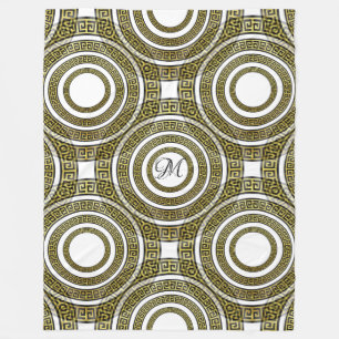 Greek Key Meander in Geometric Symmetry Artdeco Fleece Blanket