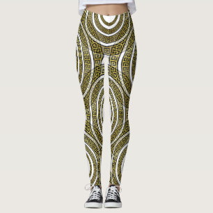 Greek Key Meander in Geometric Symmetry Artdeco Leggings