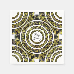Greek Key Meander in Geometric Symmetry Artdeco Napkin