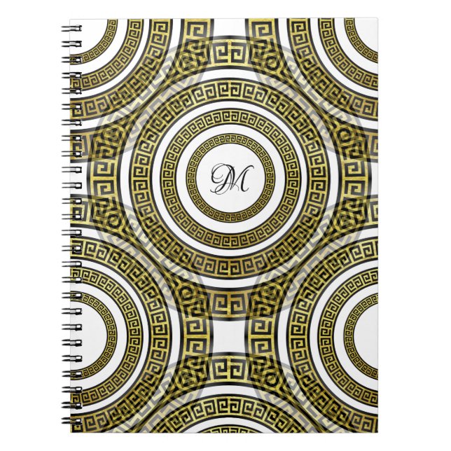 Greek Key Meander in Geometric Symmetry Artdeco Notebook (Front)