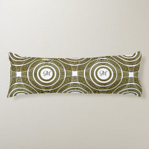 Greek Key Meander in Geometric Symmetry Monogram Body Cushion