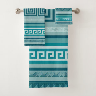 Greek Key - Meander - Ocean palette Bath Towel Set