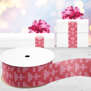 Greek Key Meander Tier in Pink and Red Grosgrain Ribbon